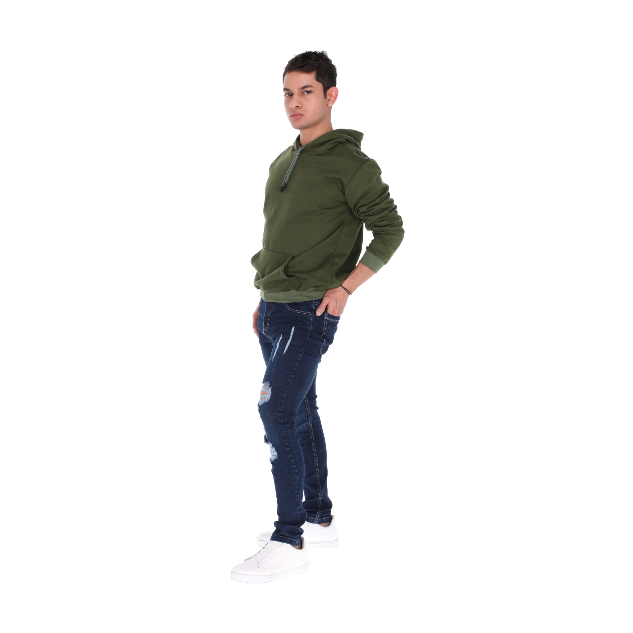 Pantalones Jeans Skinny Azul Oscuro Rotos Para Hombre