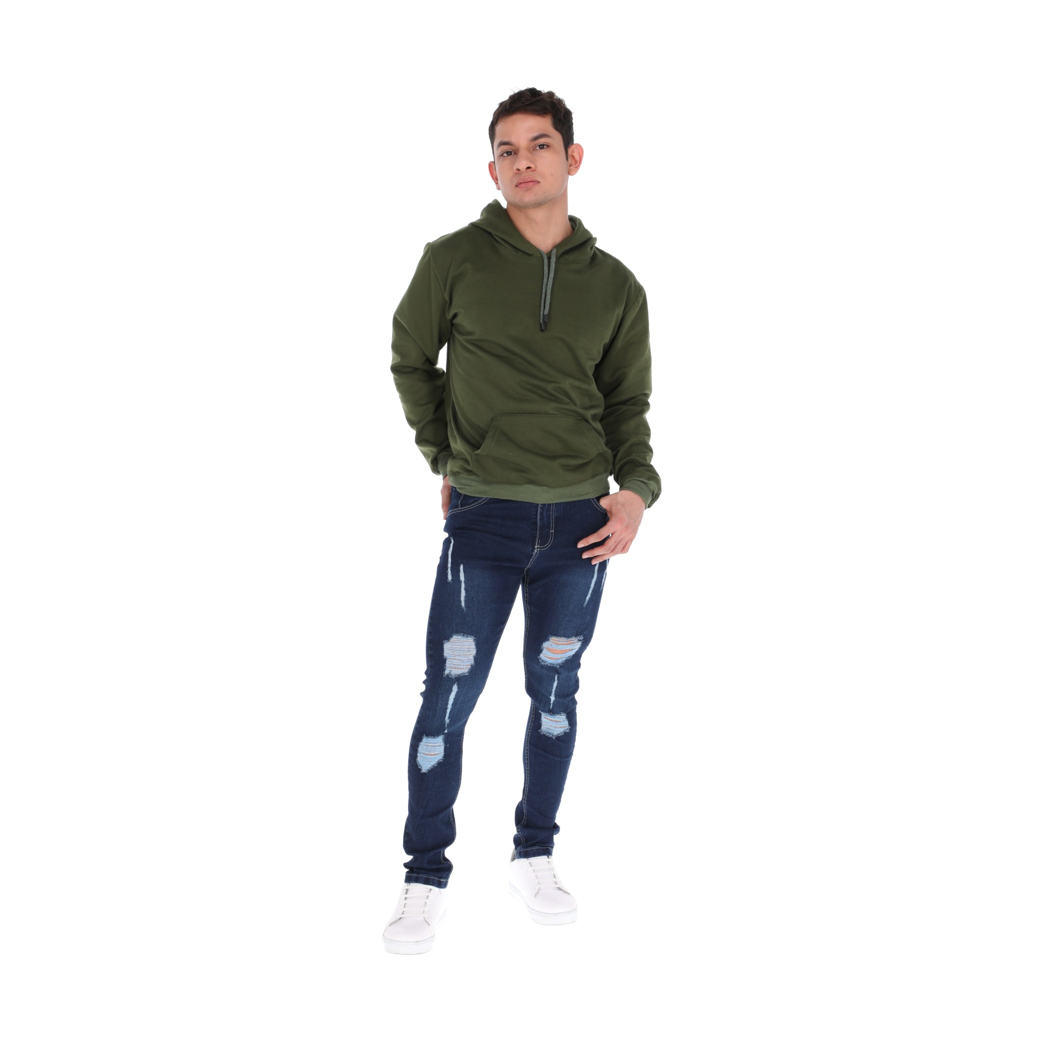 Pantalones Jeans Skinny Azul Oscuro Rotos Para Hombre