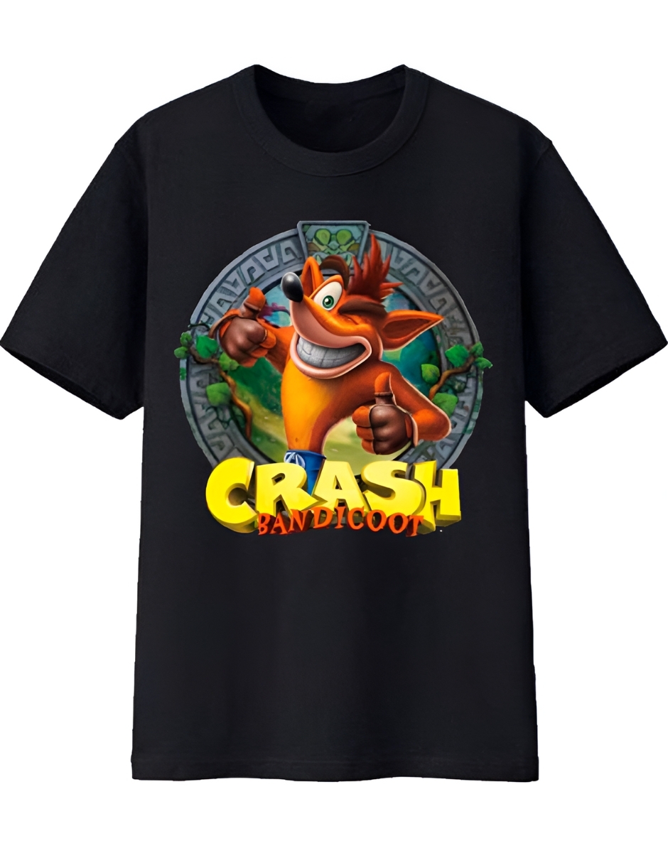PLAYERA CRASH BANDICOOT LOGO CIRCULAR NEGRA CHICA.
