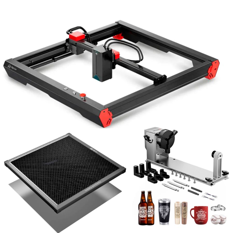 AlgoLaser Delta 22W con Rotativo Mandril + Panel de Abeja