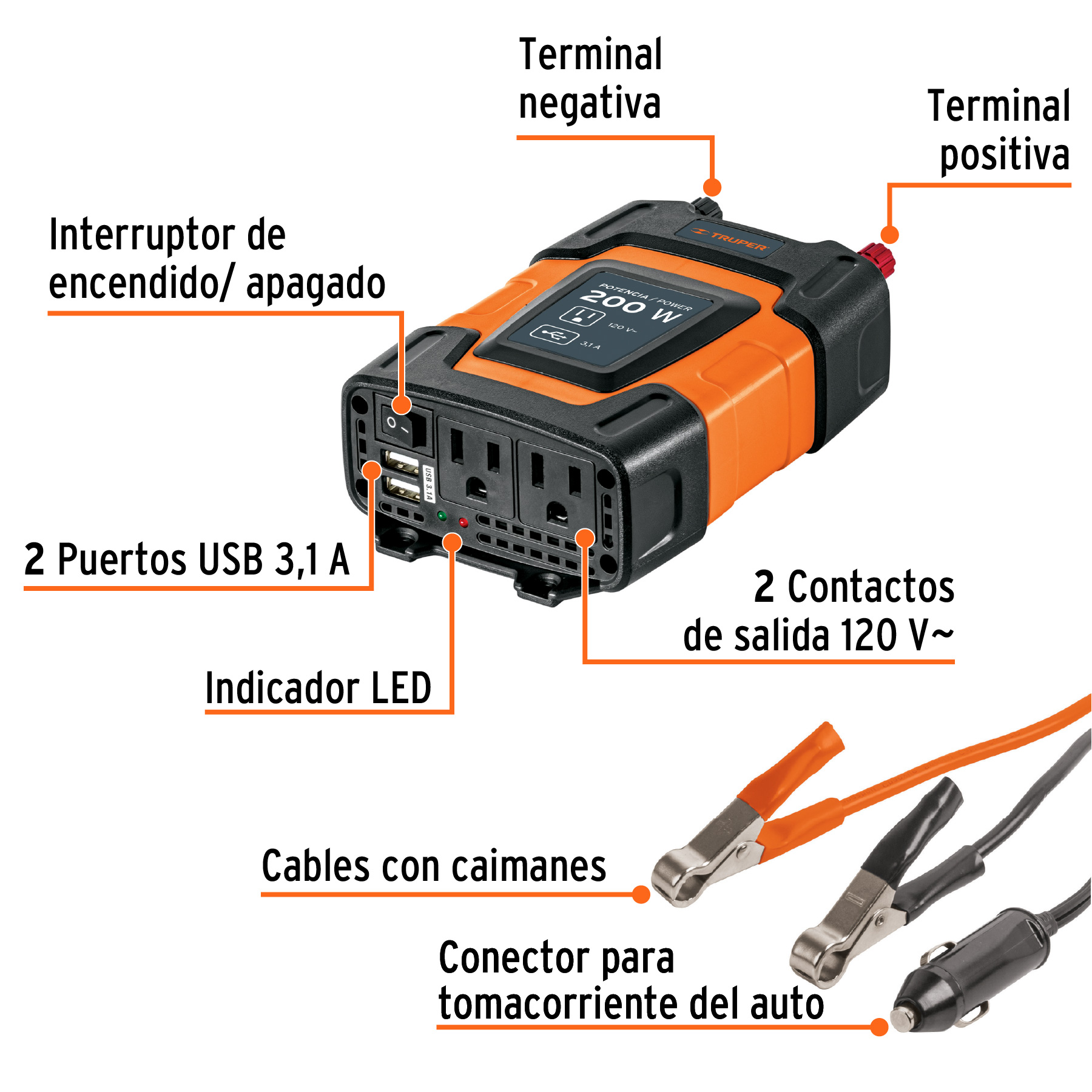 inversores de corriente con puerto usb.