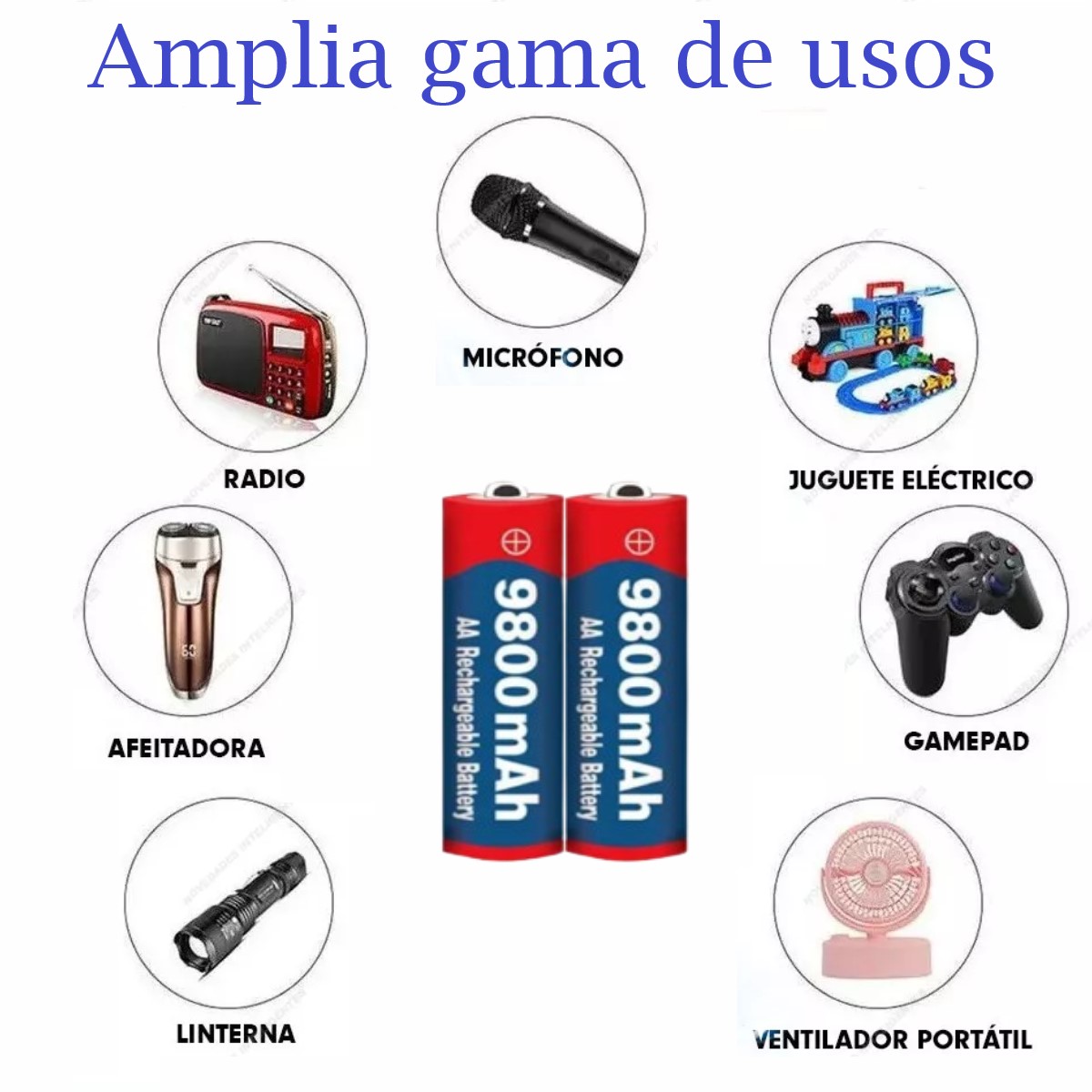 Batería recargable alcalina pila 1,5 V 9800 MAh AA electrónicos gamer control juego lampara mouse