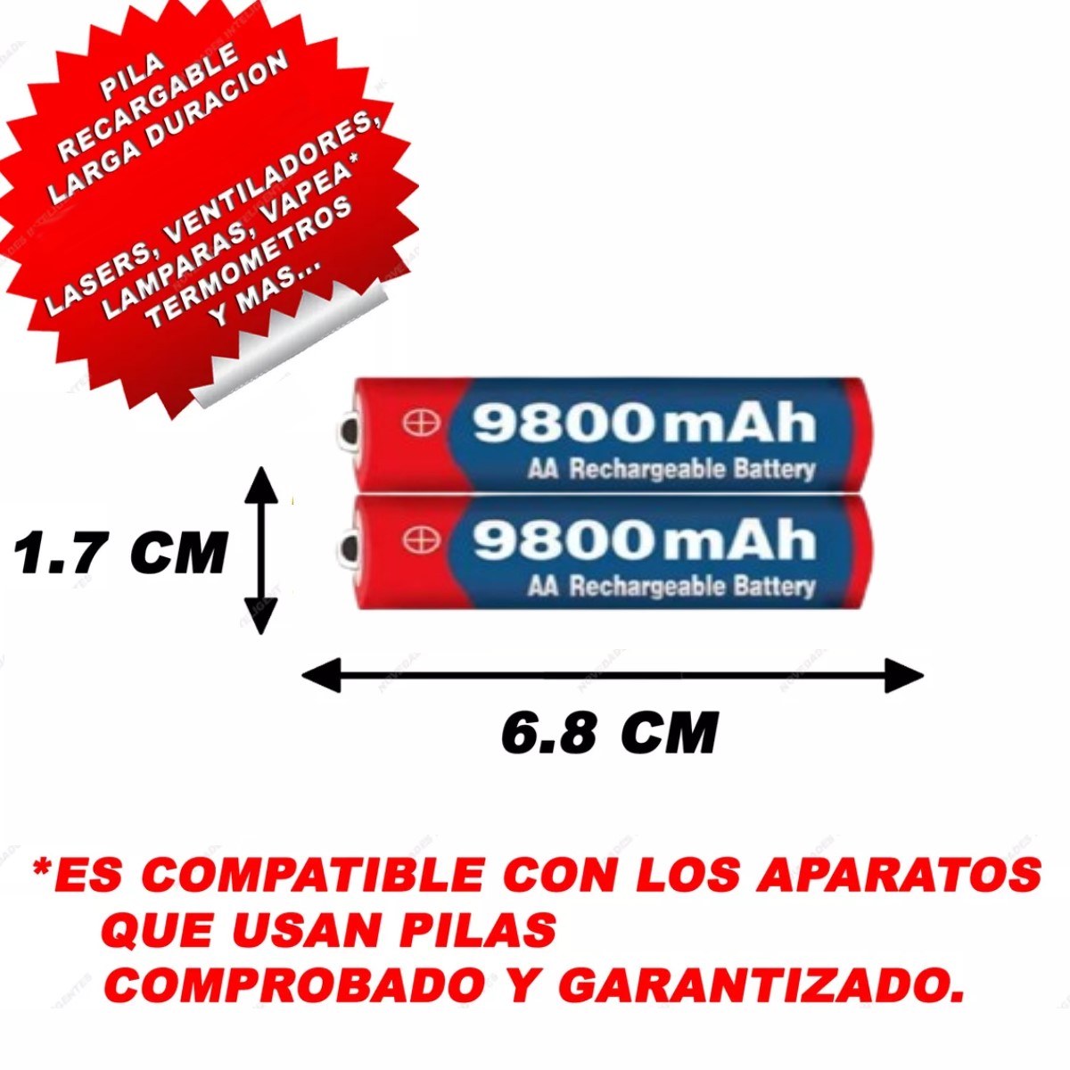 Batería recargable alcalina pila 1,5 V 9800 MAh AA electrónicos gamer control juego lampara mouse