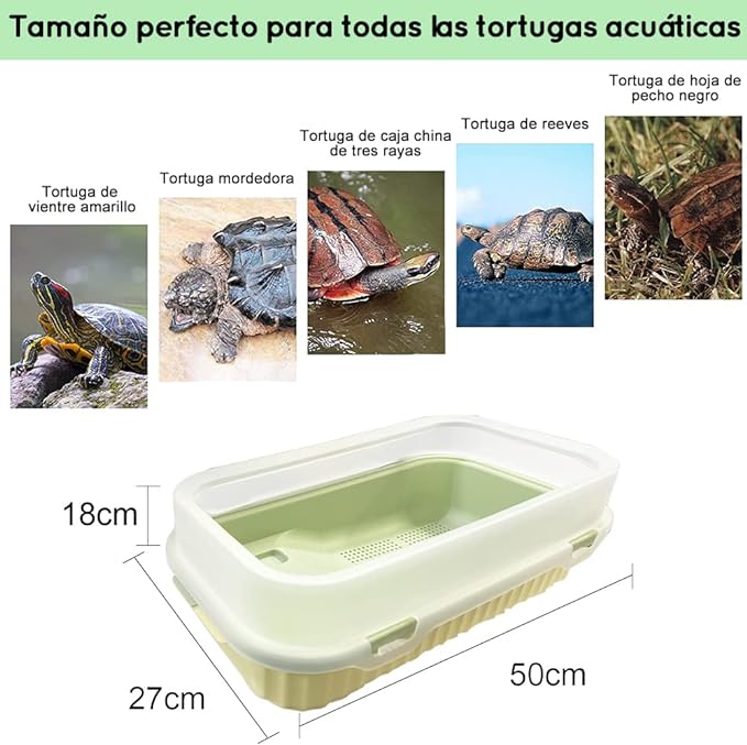 Tortuguero Tanque de Tortuga , Casa para Tortuga Antiescape con Plataforma Escaledas Kit Hábitat Grande para Tortuga Cangrejo Rana Lagardo Terrapina Anti-Escape Tortuguero Acuario de TortugaPlástico Visita la tienda de AbaqKalza.