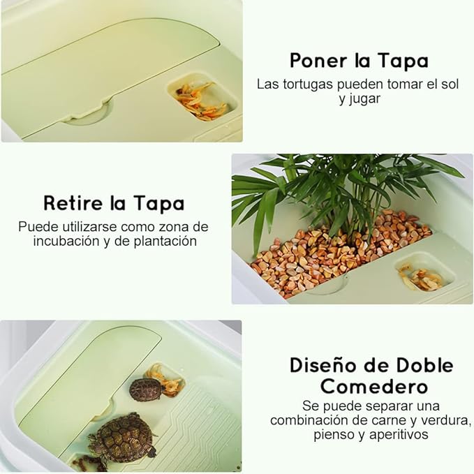 Tortuguero Tanque de Tortuga , Casa para Tortuga Antiescape con Plataforma Escaledas Kit Hábitat Grande para Tortuga Cangrejo Rana Lagardo Terrapina Anti-Escape Tortuguero Acuario de TortugaPlástico Visita la tienda de AbaqKalza.