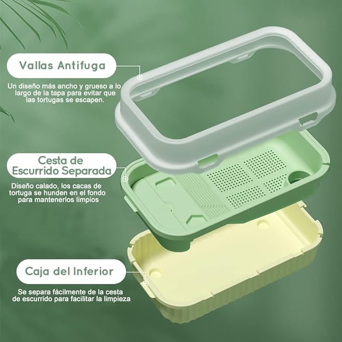 Tortuguero Tanque de Tortuga , Casa para Tortuga Antiescape con Plataforma Escaledas Kit Hábitat Grande para Tortuga Cangrejo Rana Lagardo Terrapina Anti-Escape Tortuguero Acuario de TortugaPlástico Visita la tienda de AbaqKalza.