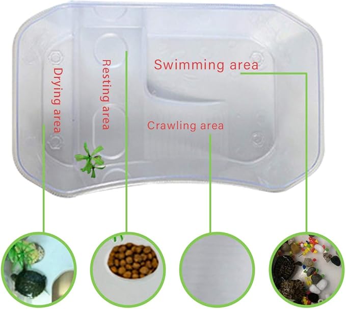 PINVNBY Tanque de plástico para tortugas de reptiles, terrarios para mascotas, tanque de tortugas, acuario, terraza, para tomar con plantas de plataforma, duradero, seguro, no tóxico (blanco).