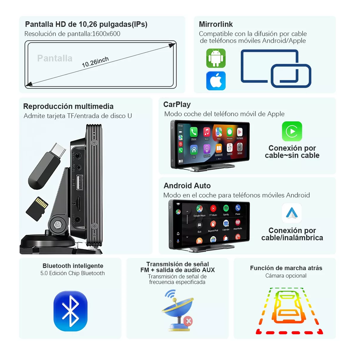 Estéreo Inalámbrico Para Coche 10 Para Apple Carplay +cámara.