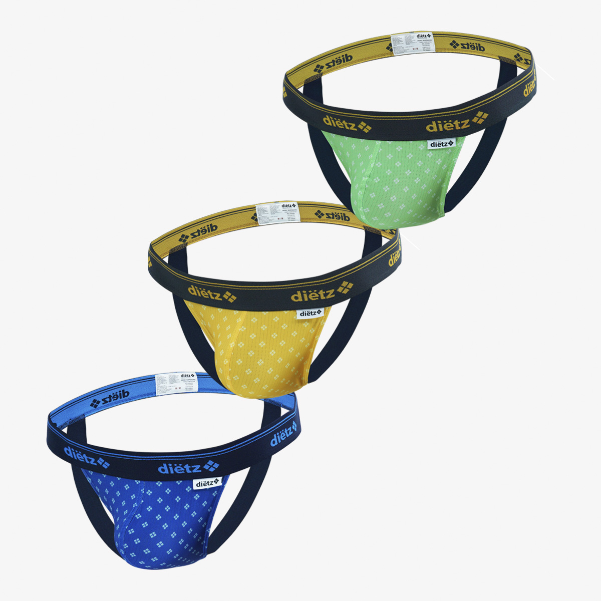 Set de 3 Suspensorios Diëtz Modelo Logo con Elastico en Cintura.