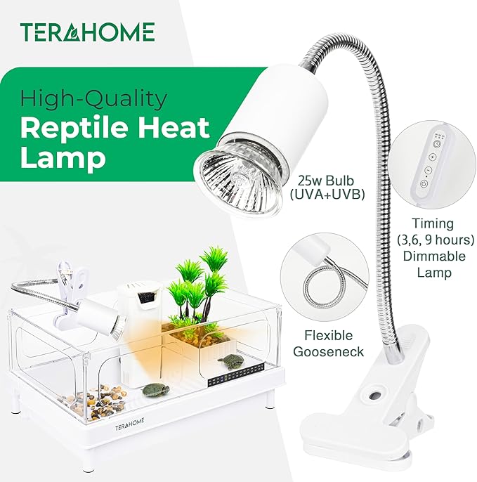 Terahome - Kit de inicio de tanque de tortugas - Kit de hábitat todo en uno para reptiles pequeños, fácil de limpiar y amigable con los animales, juego completo de acuario de tortuga.