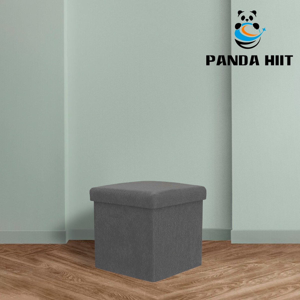 Puff Cubo Organizador Plegable Pana De 38 X 38 X 38 Cm (Gris).
