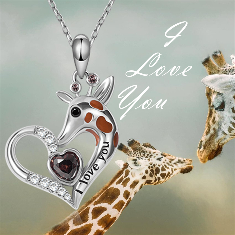 Collar Colgante Animales Cristal Corazón Joyería Regalos Amor Jirafa