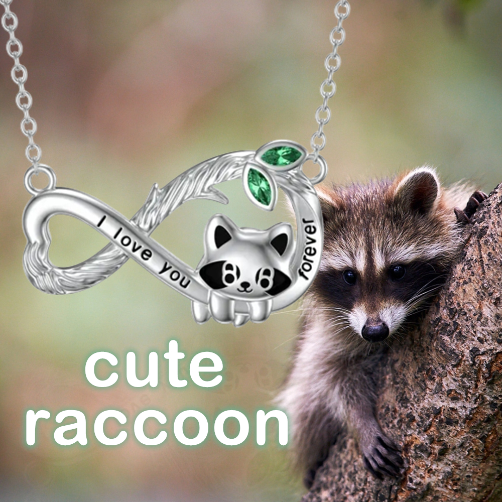 Collar Colgante Animales Cristal Corazón Joyería Regalos Amor Mapache