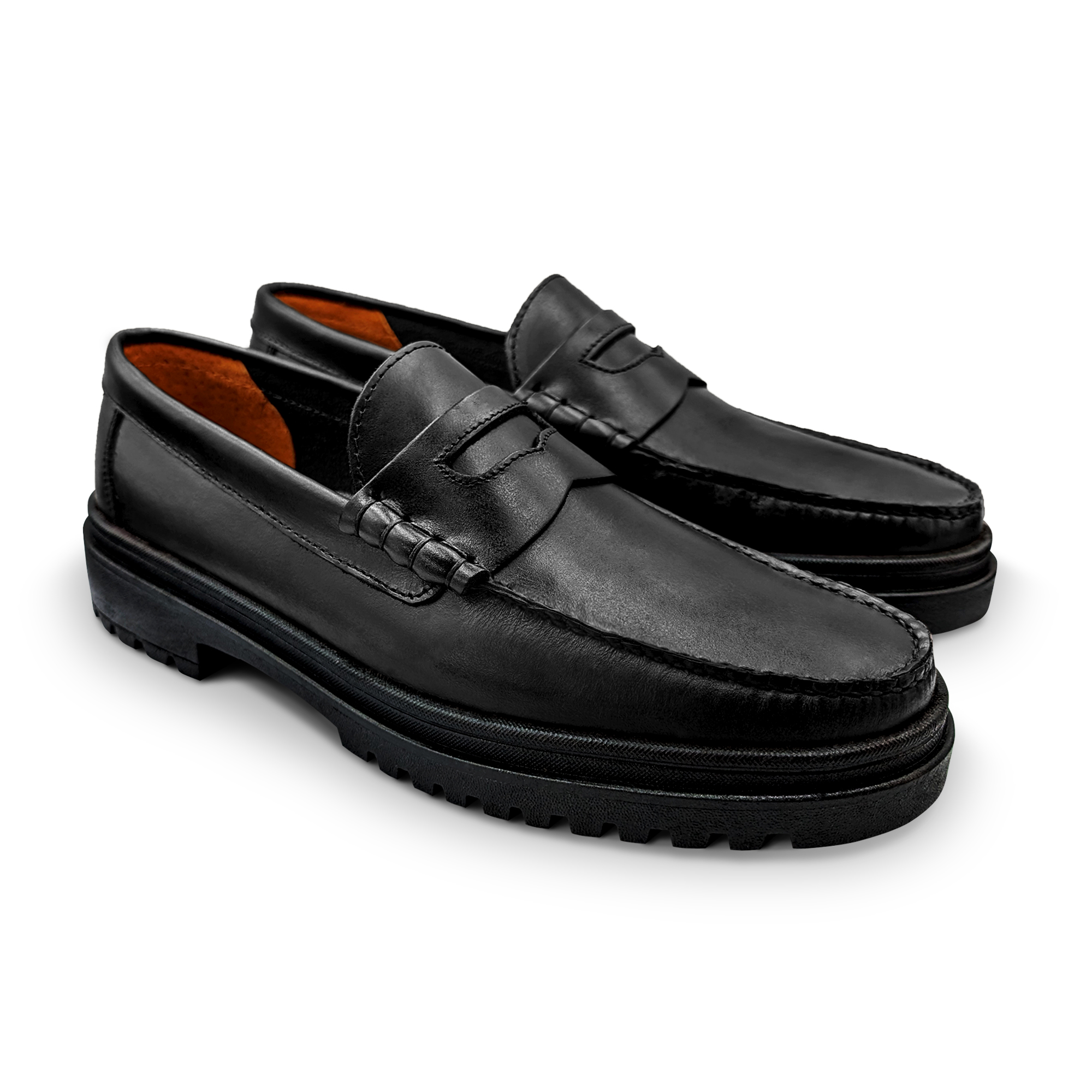 Mocasin Zapato Vestir Casual Chuck Piel Blandet Hombre Negro.