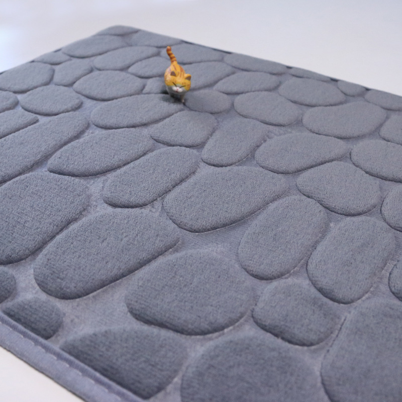Alfombra Terciopelo Relieve Espuma Viscoelástica Antideslizante Baño GRIS
