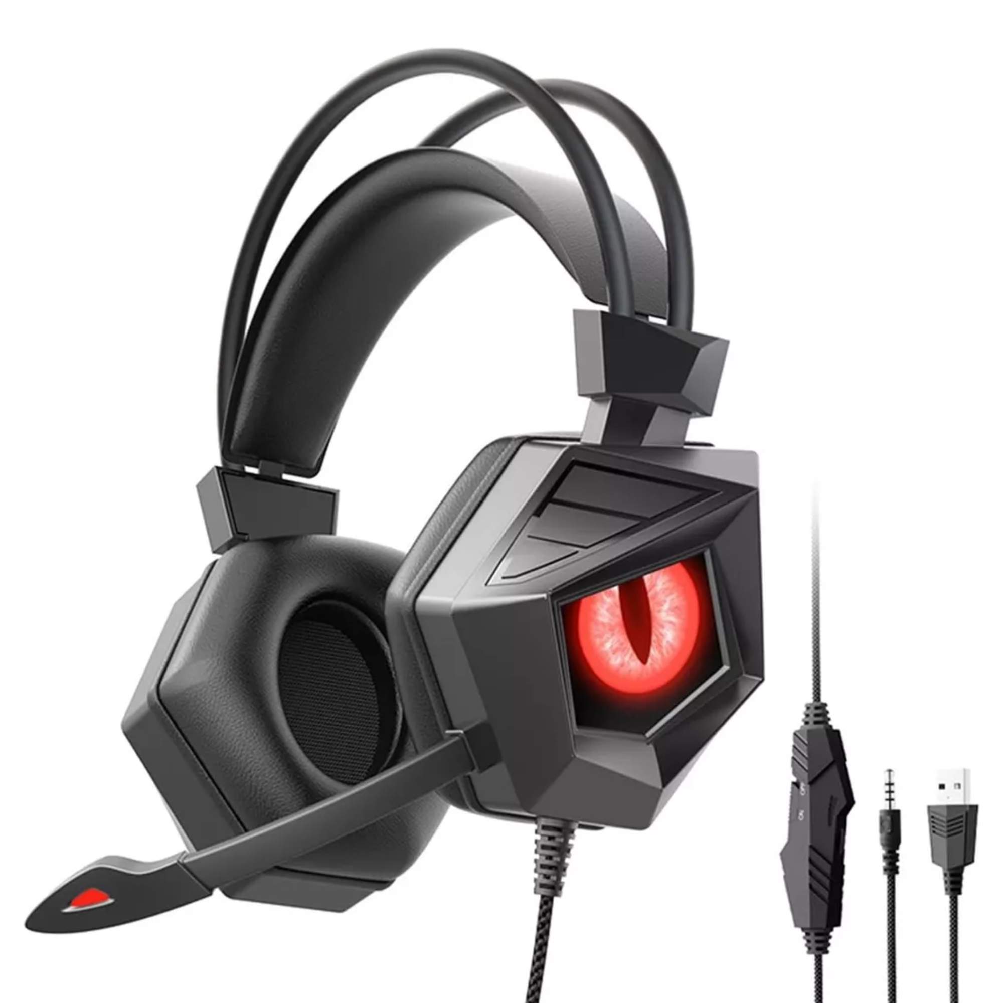 Audifonos Gamer Led Rojo Headsets Ear Bass Auriculares Microfono