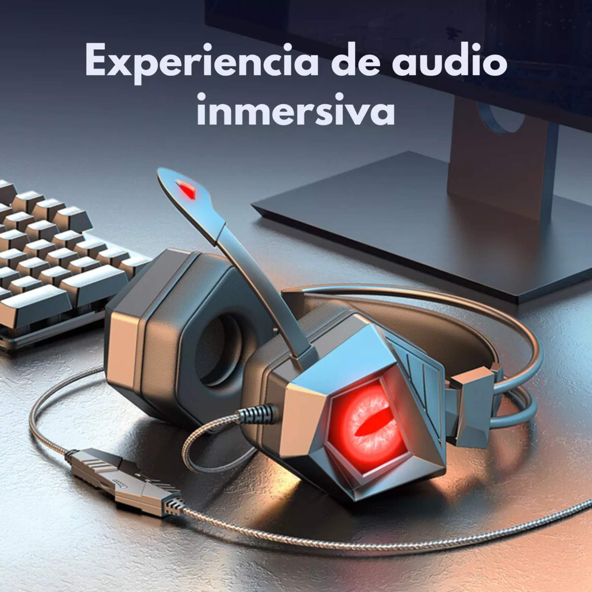 Audifonos Gamer Led Rojo Headsets Ear Bass Auriculares Microfono