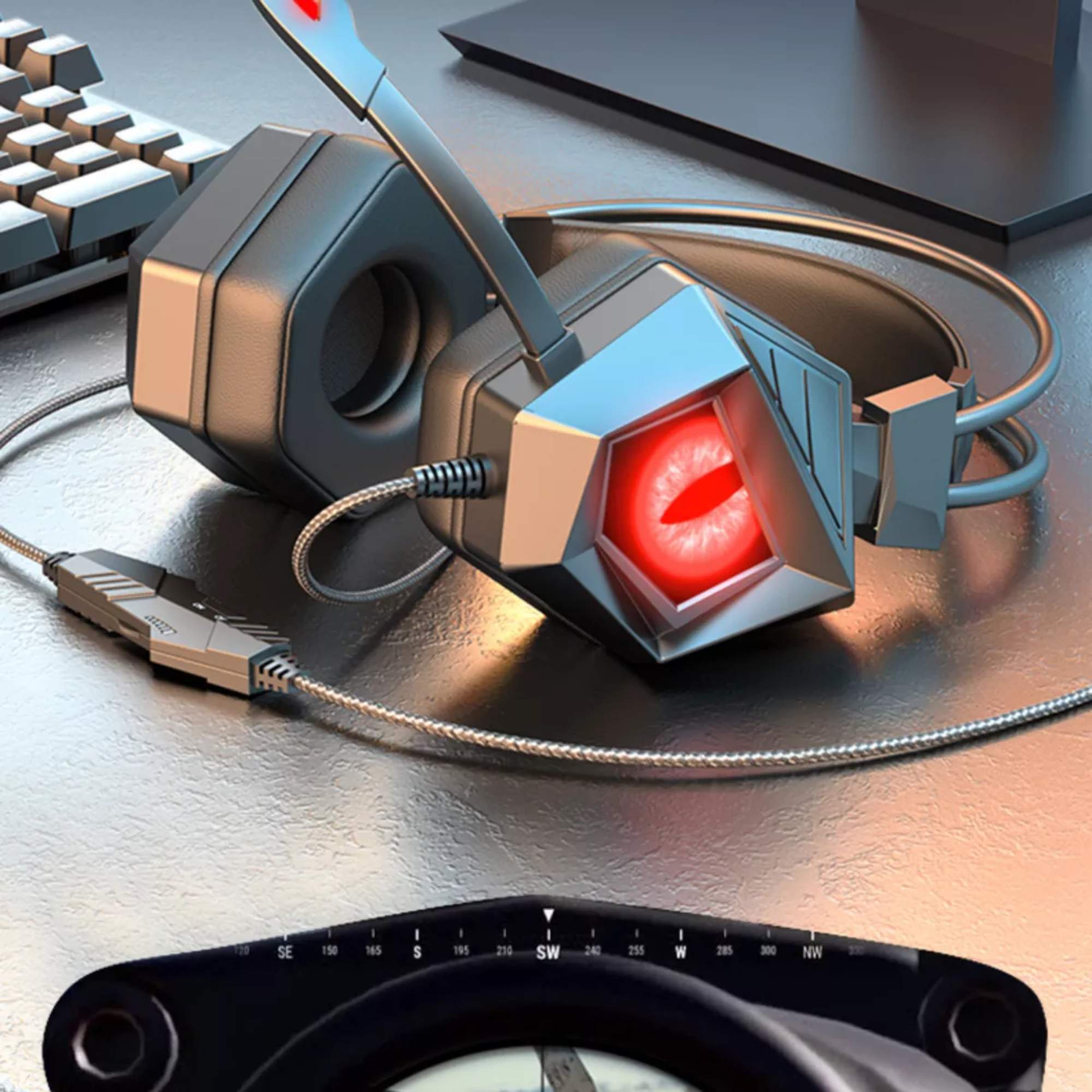 Audifonos Gamer Led Rojo Headsets Ear Bass Auriculares Microfono