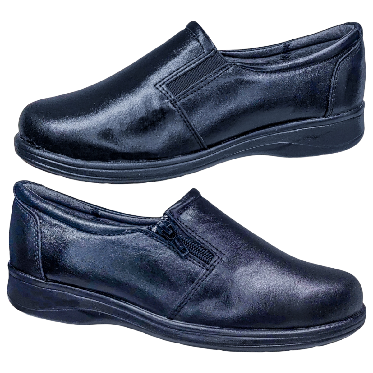 Zapatos Casuales Mujer Piel Borrego para Diabético Confort Cierre.