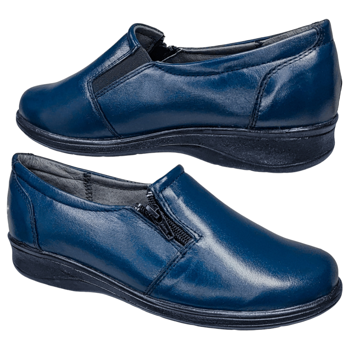 Zapatos Casuales Mujer Piel Borrego para Diabético Confort Cierre .