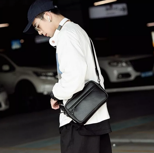 Bandolera De Cuero De Los Hombres Crossbody Bolso De Hombro