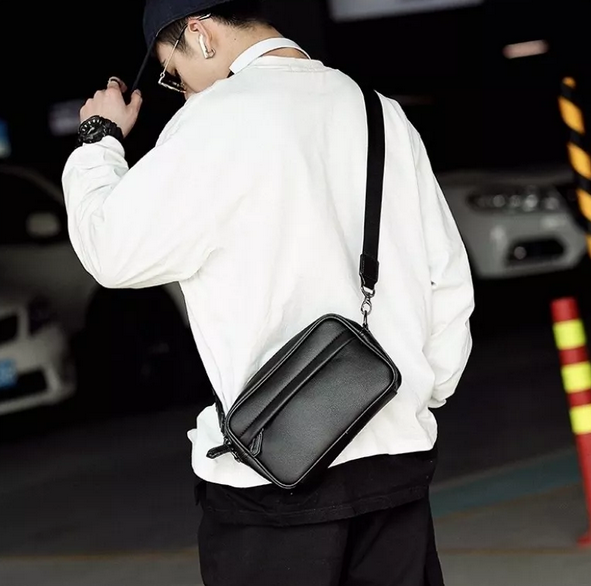 Bandolera De Cuero De Los Hombres Crossbody Bolso De Hombro