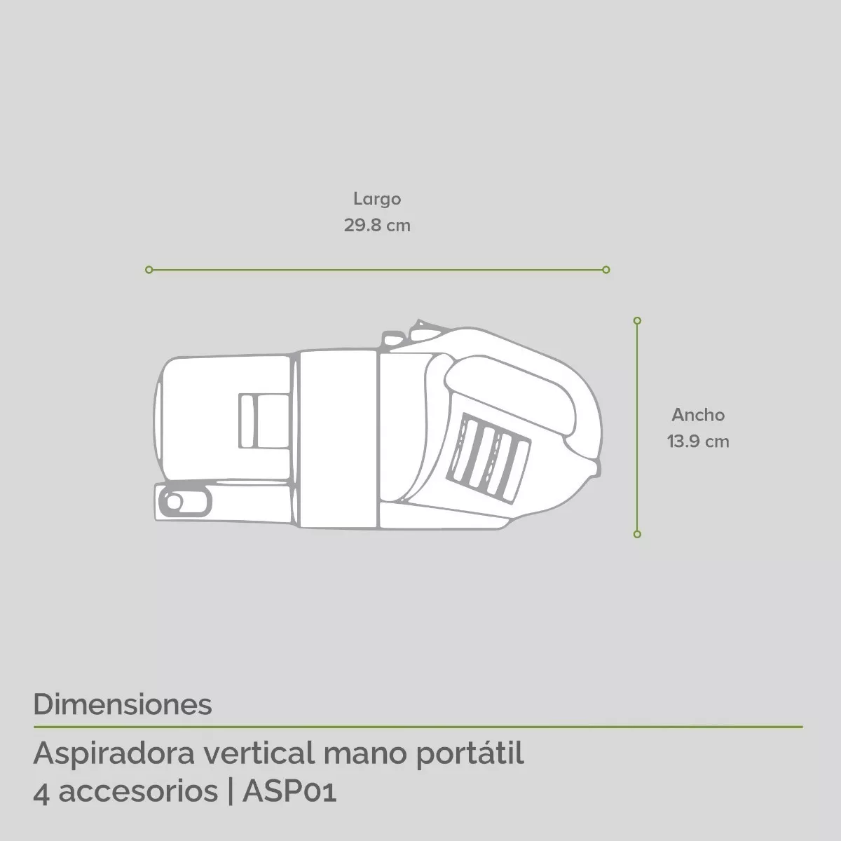 Aspiradora De Mano Portátil Sin Cables Asp01 80w Color Negro.