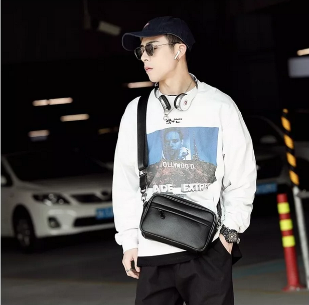 Bandolera De Cuero De Los Hombres Crossbody Bolso De Hombro