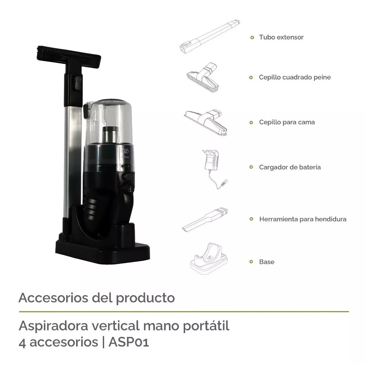 Aspiradora De Mano Portátil Sin Cables Asp01 80w Color Negro.