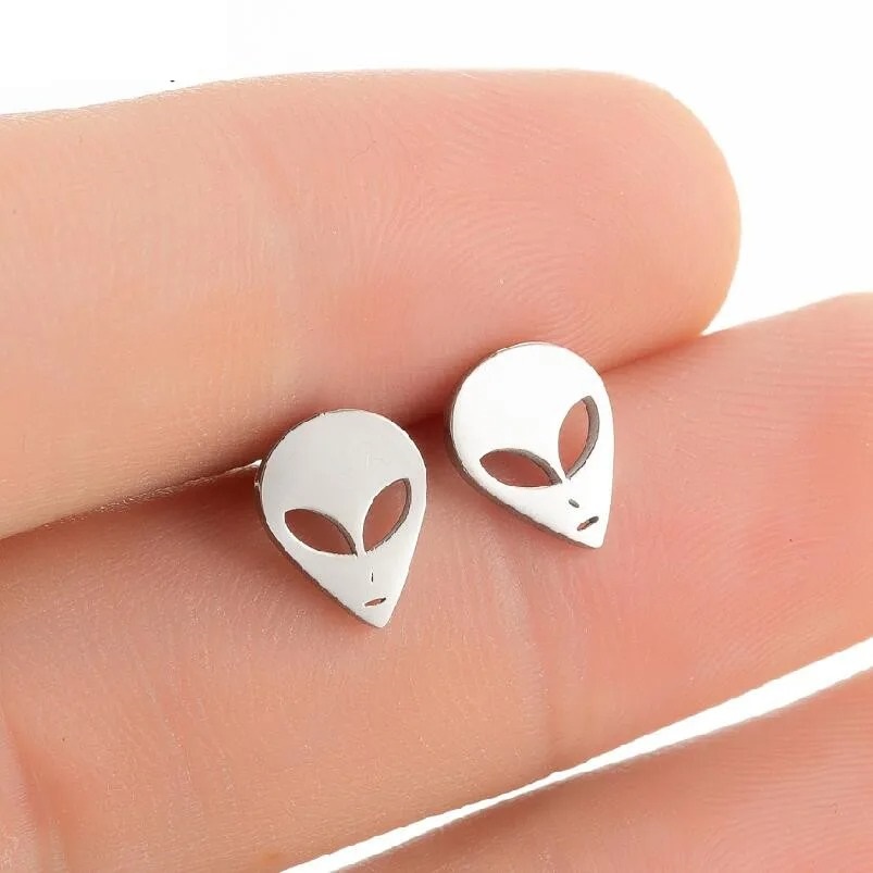Aretes Pendientes Cabeza Alien Espacio Mujer Elegante Moda Fiesta Regalo