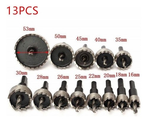 Sierras Corta Circulo Metal 16-53mm Hss Acero Inox 13 Brocas 