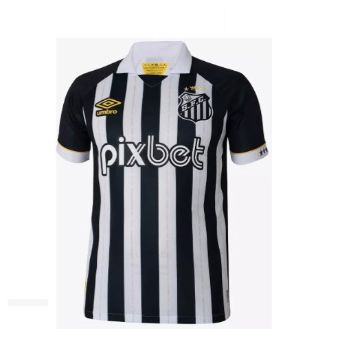 Nuevo! Jersey Santos de Brasil 2024/2025 Visita Rayado Negro Talla S.