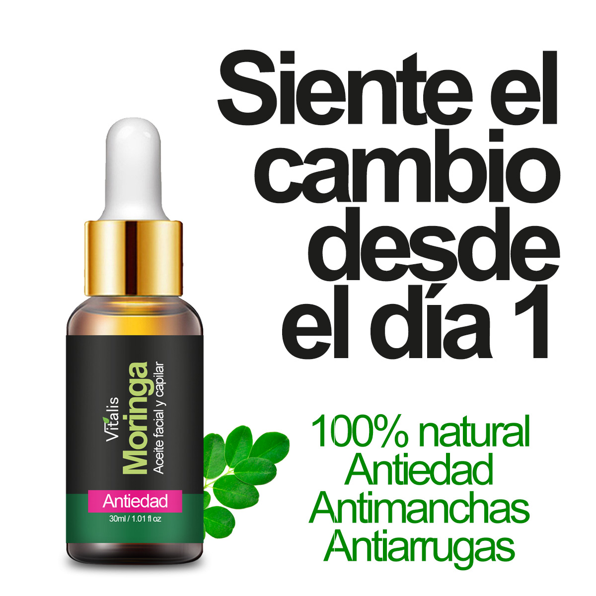 2 Aceite de Moringa Antiarrugas Anti Manchas Antiedad Natural.