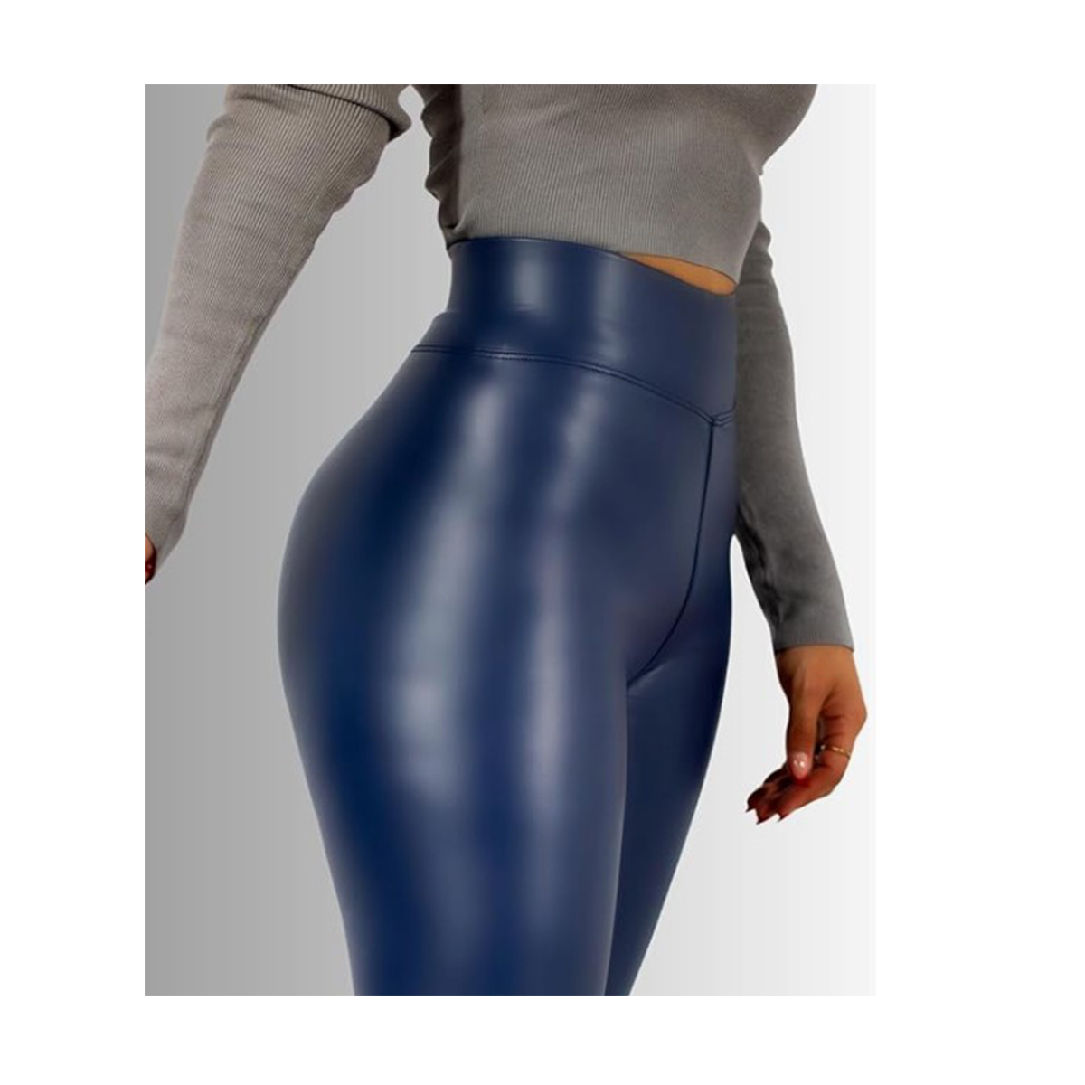 Mallon/Legging Afelpado Acabado Brillante Azul Talla Mediana.