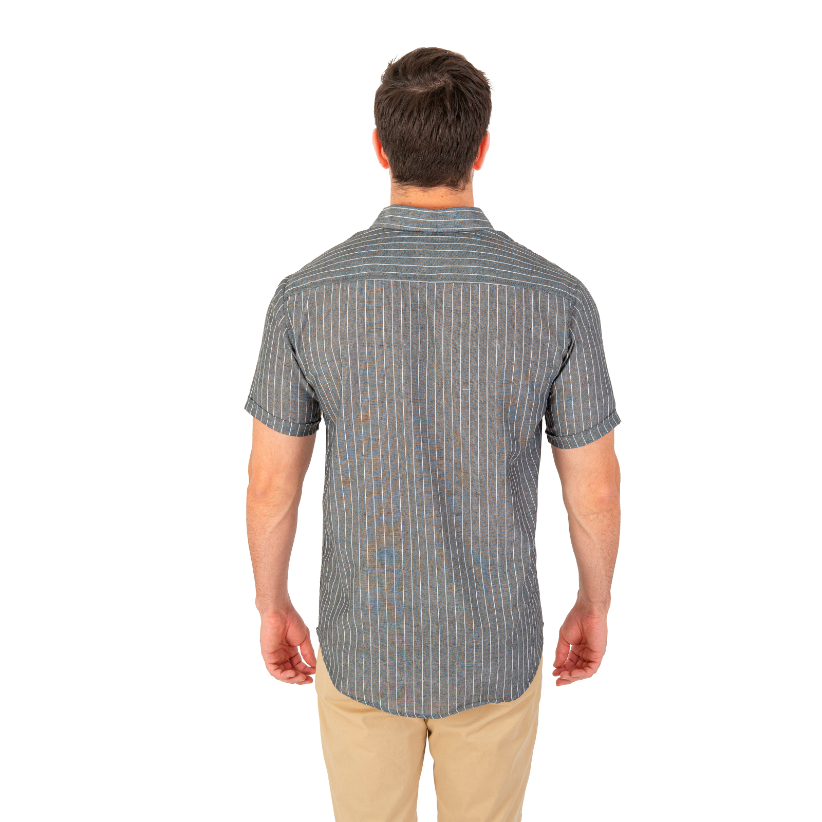 Camisa Manga Corta Slim Fit Color Negro Rayas.