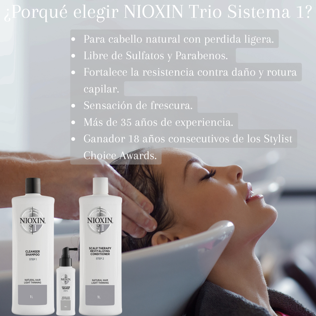 Nioxin Trío Anticaída De Limpieza Para Cabello Natural Perdida Ligera 1L.