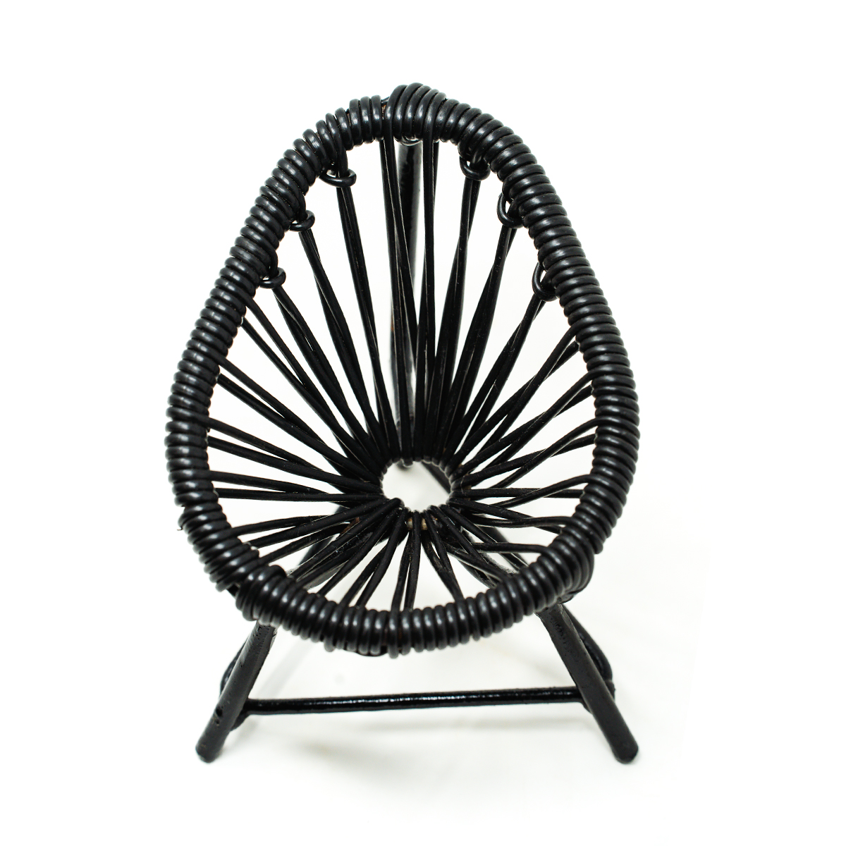 Porta celular Mini silla Acapulco Decorativa tejida a mano en vinil Negro.