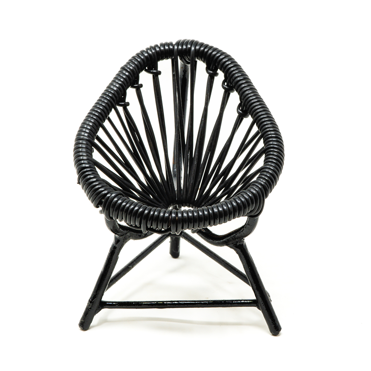 Porta celular Mini silla Acapulco Decorativa tejida a mano en vinil Negro.