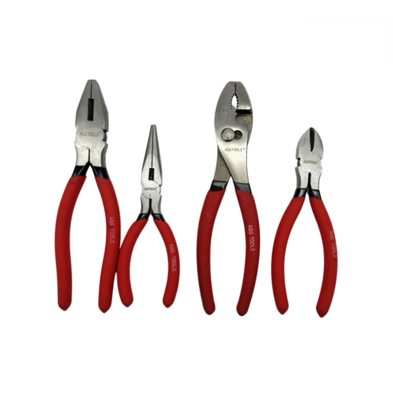 JUEGO DE 4 PINZAS: PUNTA, CORTE, ELECTRICISTA Y MECANICA PARA USO PROFESIONAL .