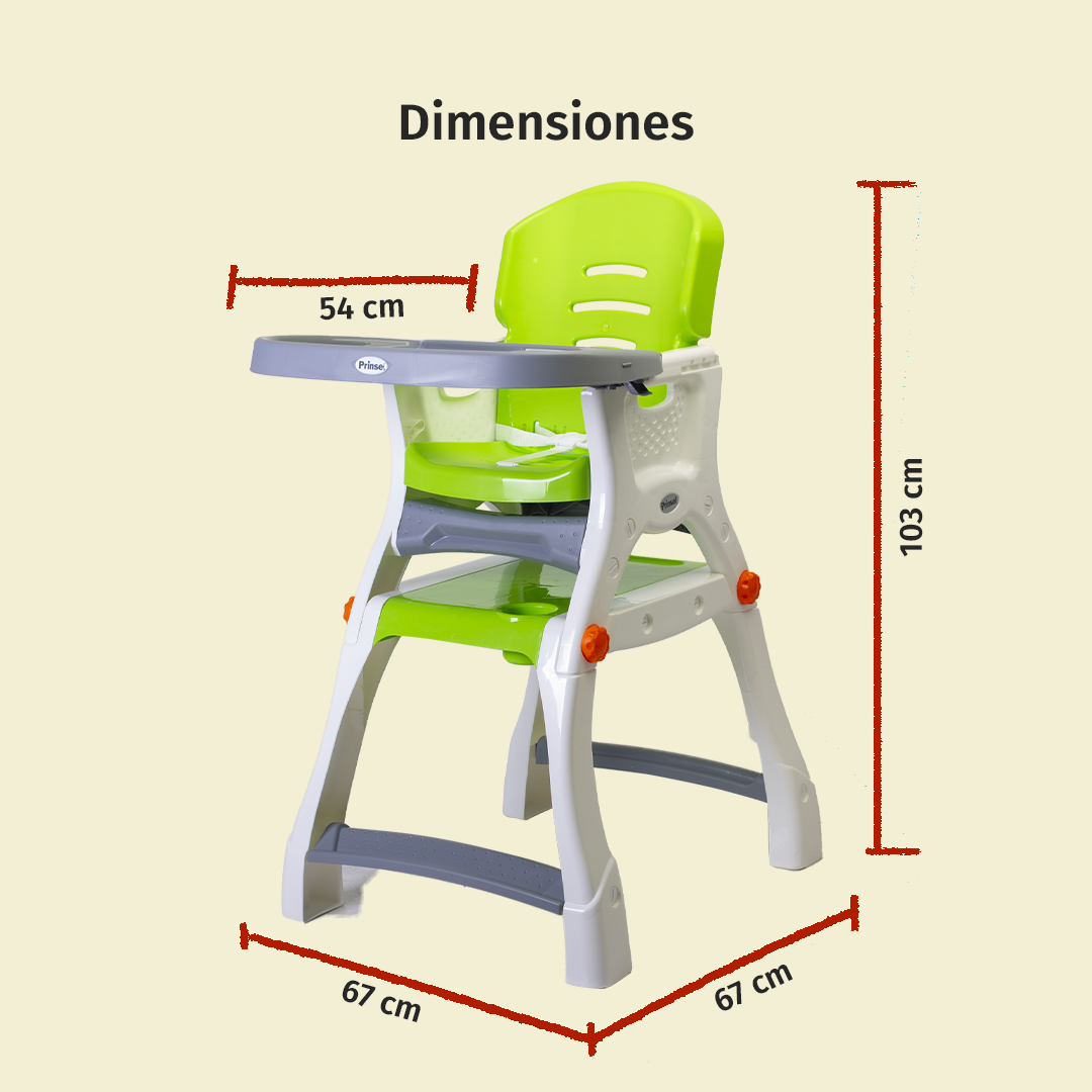 Silla Periquera Bebe Prinsel Caddy 2 En 1 Mesa Actividades Verde Gris