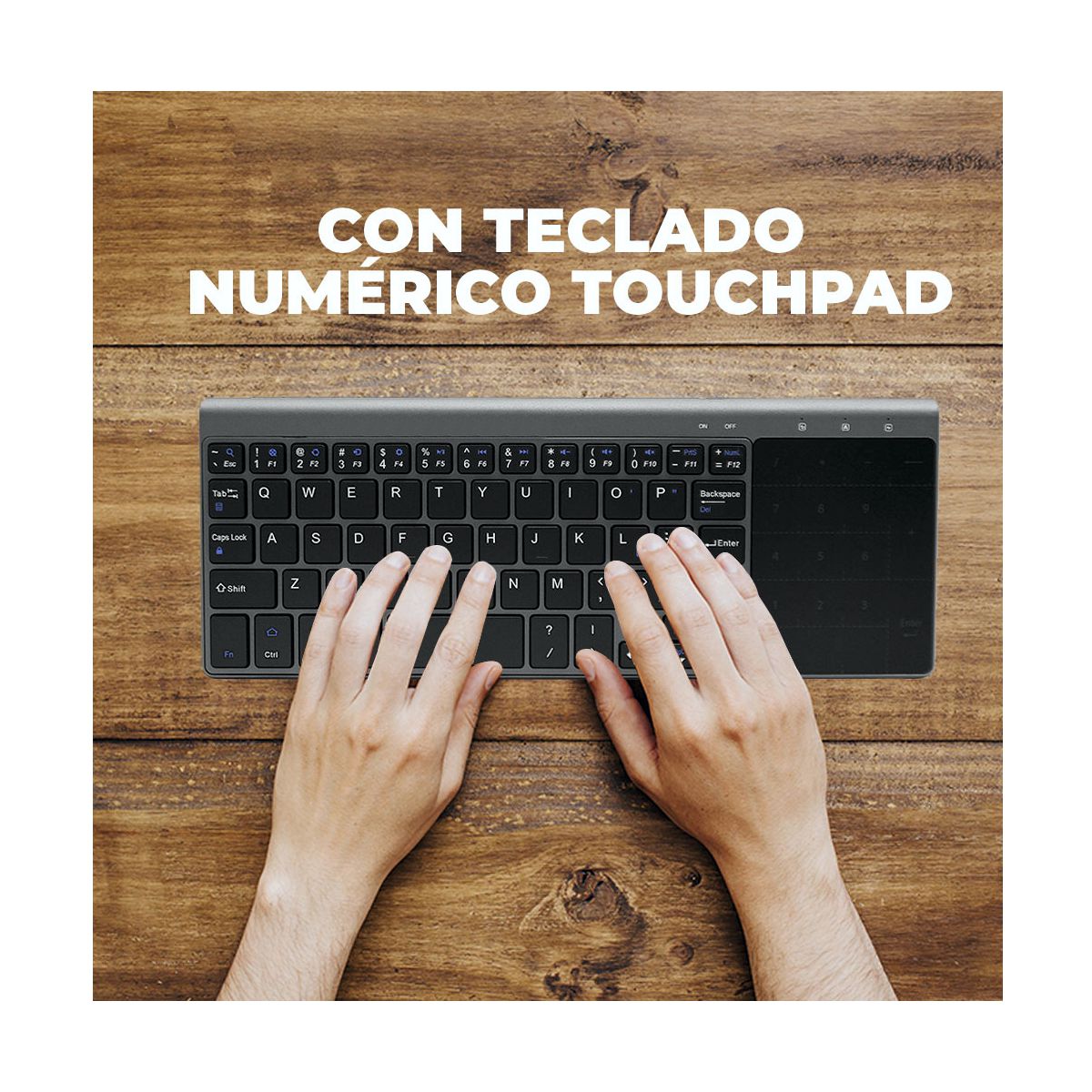 Teclado Portatil Inalambrico 2.4gHz Con Touchpad - Teclado Numerico.