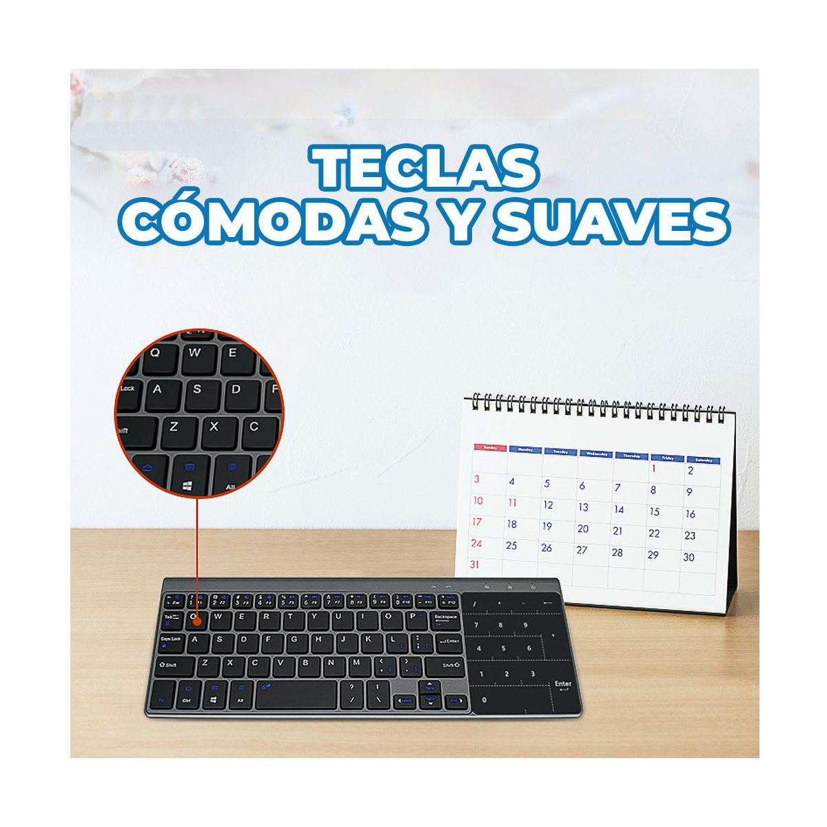 Teclado Portatil Inalambrico 2.4gHz Con Touchpad - Teclado Numerico.