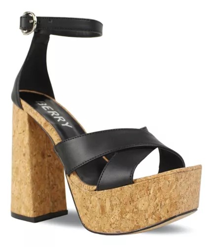 Tacones Plataformas Corcho Tiras Premium Berry 7488.