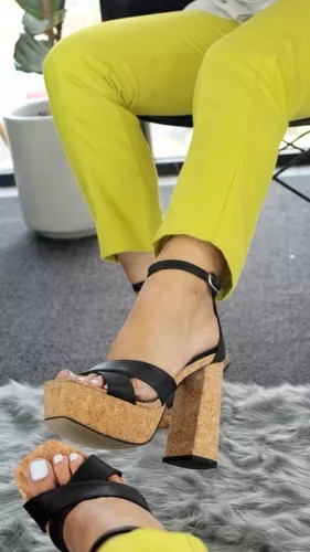 Tacones Plataformas Corcho Tiras Premium Berry 7488.