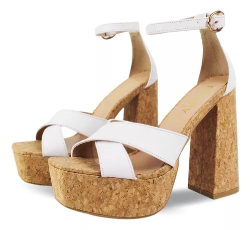 Tacones Plataformas Corcho Tiras Premium Berry 7488.