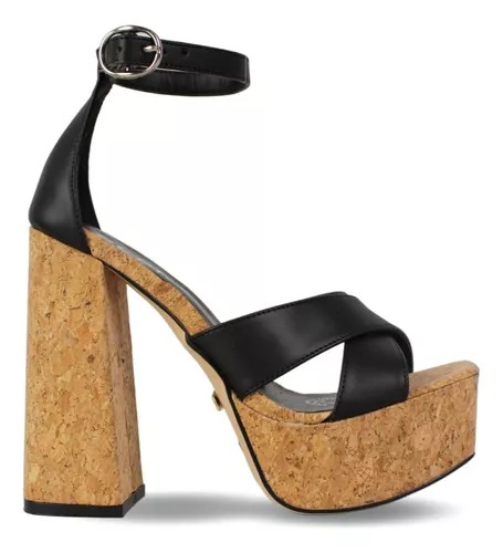 Tacones Plataformas Corcho Tiras Premium Berry 7488.