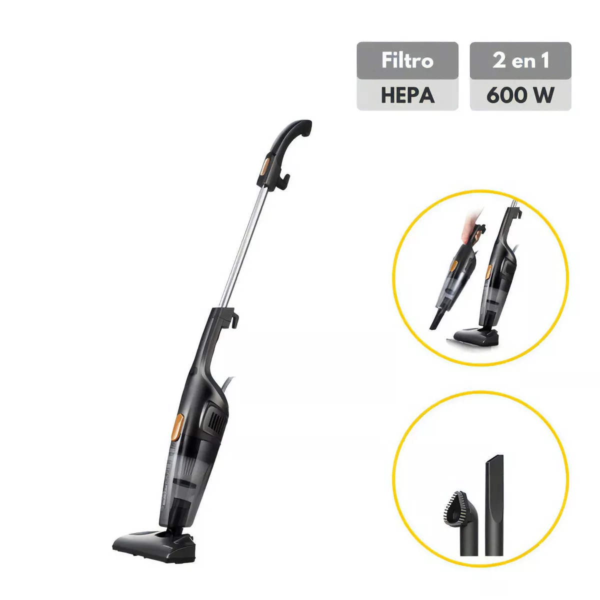 Aspiradora de mano vertical 1.2L color Negro DX115C.