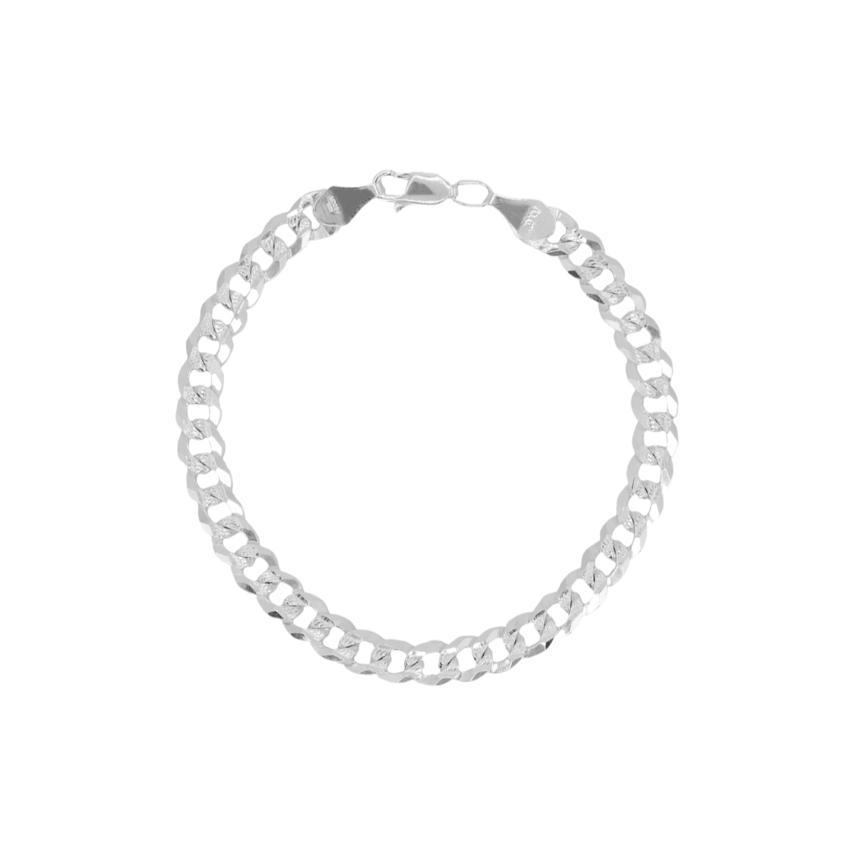 Pulsera de plata 925 diamantado para hombre estilo barbada cubana.