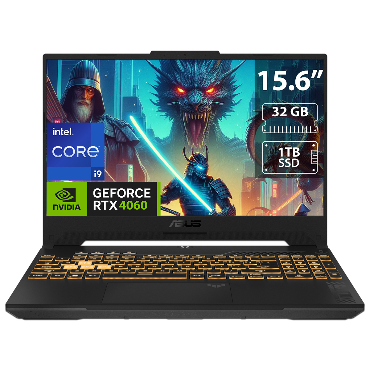 Laptop Gamer ASUS TUF Gaming F15: Procesador Intel Core i9 13900H (hasta 5.4 GHz), Memoria de 32GB, SSD de 1TB, Pantalla de 15.6" LED, Video NVIDIA GeForce RTX 4060 S.O. Windows 11 Home (64 Bits), Teclado en Inglés, Color Negro.