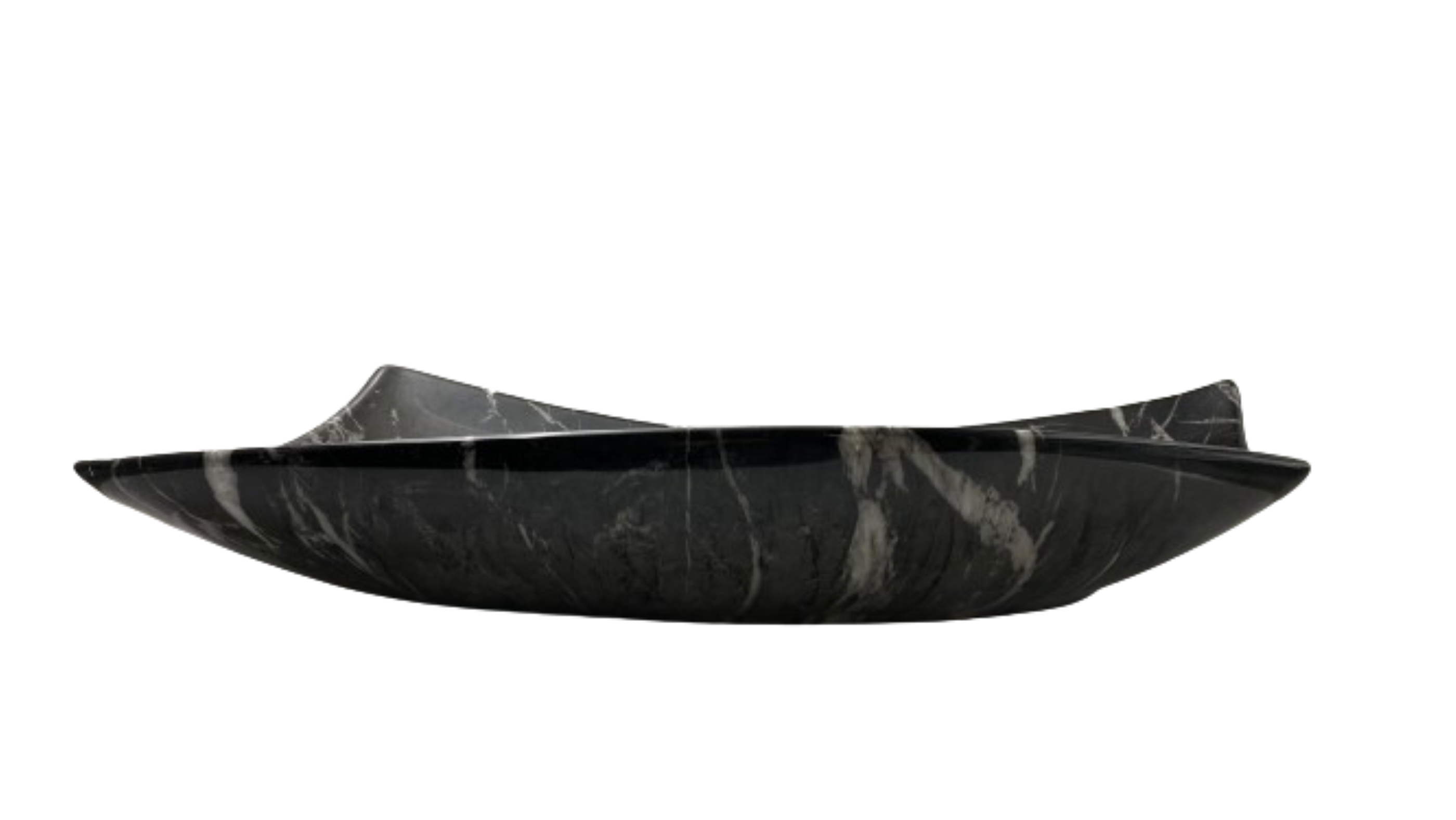 Lavabo Cerámico de Sobreponer HON, forma irregular, en color negro marquina con decorado efecto imitación mármol. De sobreponer con diseño europeo ideal para todo tipo de baños. Dimensiones 720x380x125 mm